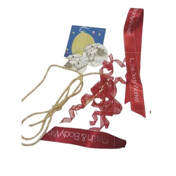 16 pc Bath & Body Works Ribbons & Tags Blue Gingham Pattern & Red & Star Crafts - Picture 8 of 8